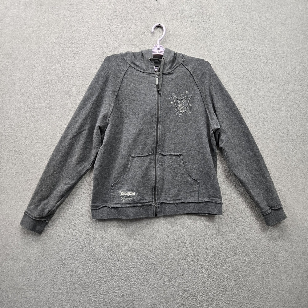 Disneyland Resort Women Hoodie L Gray Embroidered Graphic Fairy
